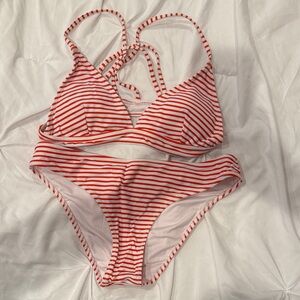Cupshe Red and White Striped Bikini